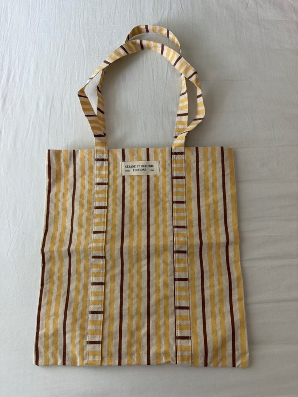 Sézane Yellow Stripe Canvas Tote Bag